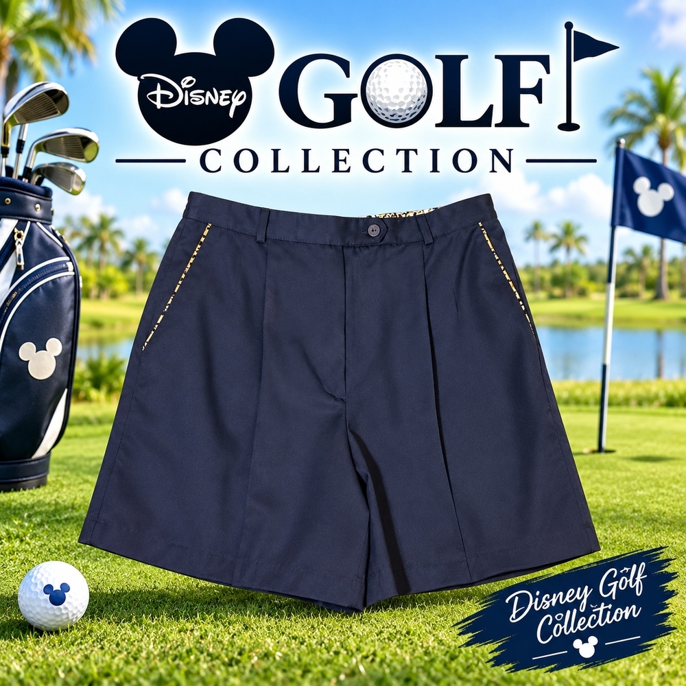 Disney Golf Collection Women Leopard Cheetah Athletic High Waist Navy Shorts